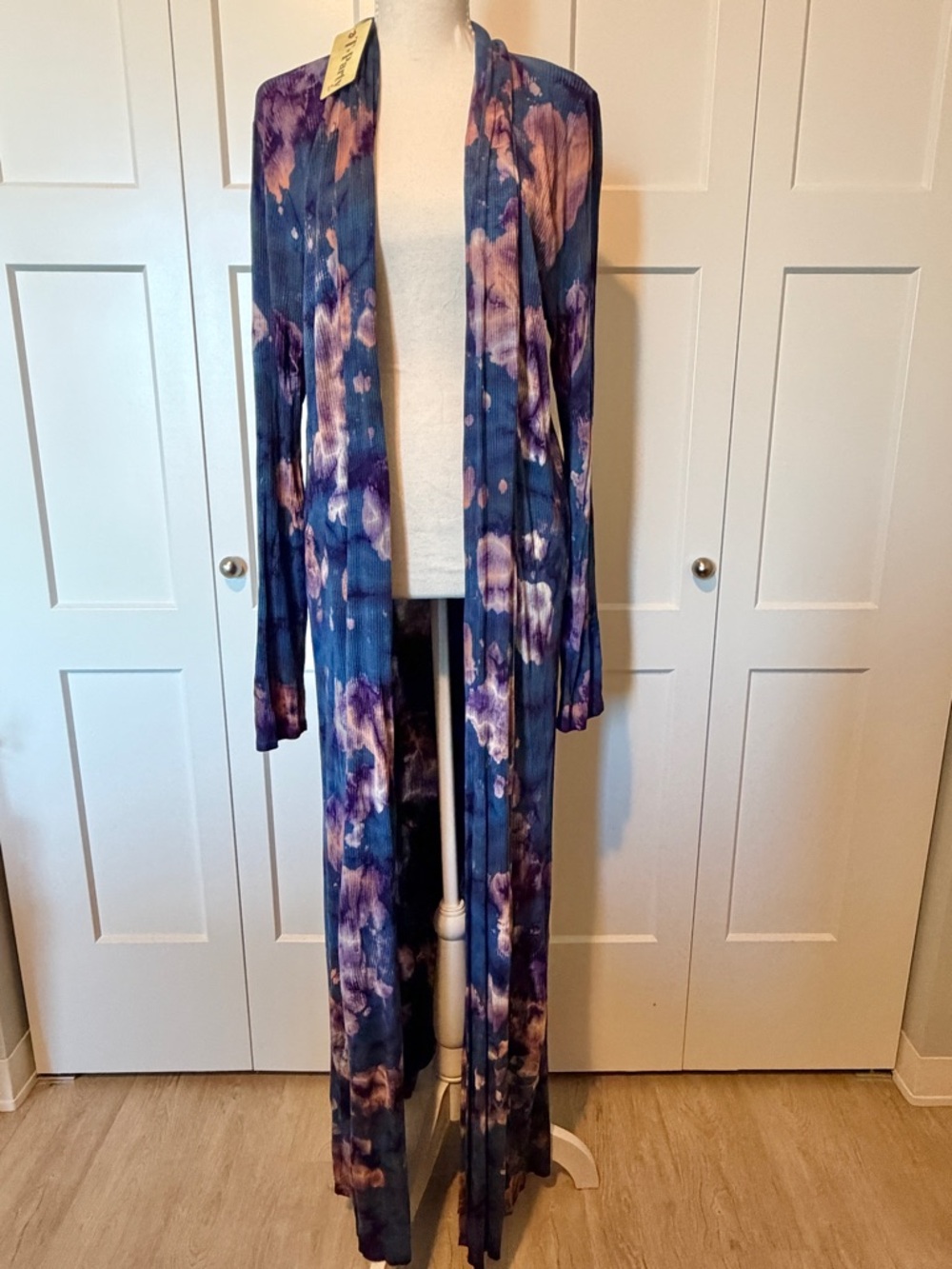 NWT TParty Tie-Dye Maxi Cardigan Open Front Duster Long Sleeve Medium